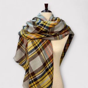 Soft Oversize Plaid Blanket Scarf Cozy Fall Winter Shawl Wrap Tartan Cottagecore